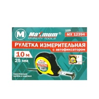 рулетка измерительная с автофиксатором ленты 10 м*25 мм, тип 109, "maximum" mx 12394 (2465) оптом